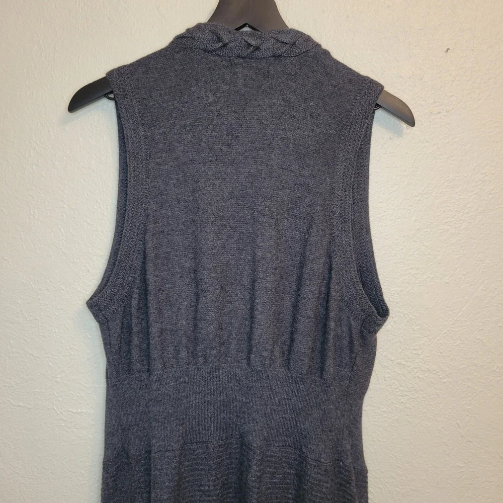 FYLO Open Front Cardigan Vest Sweater Braided Hem Asymmetrical Grey Large‎ - Picture 7 of 15